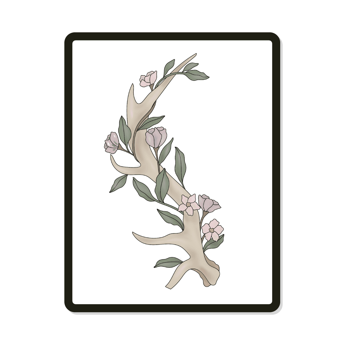 Anna Round | Hand Drawn Floral Antler