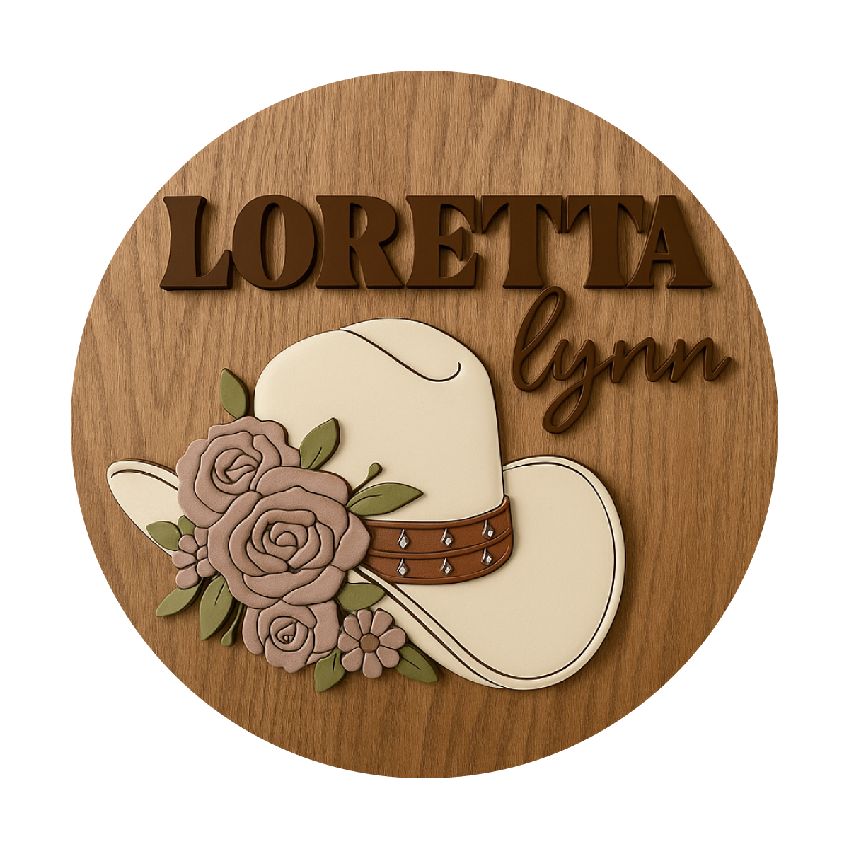 Loretta | Round | 3D Wood Sign