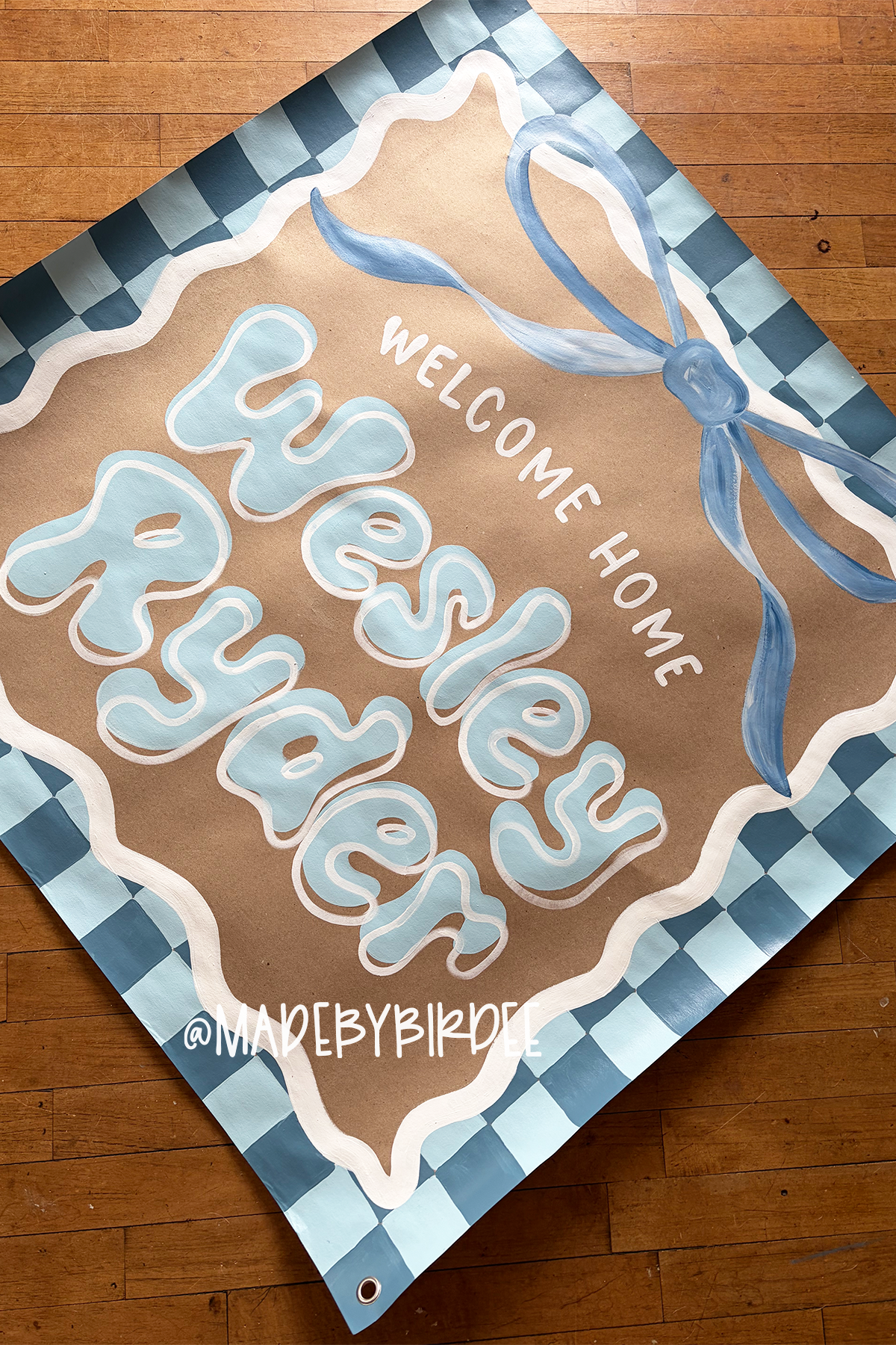 Checkered Welcome Baby Shower Banner