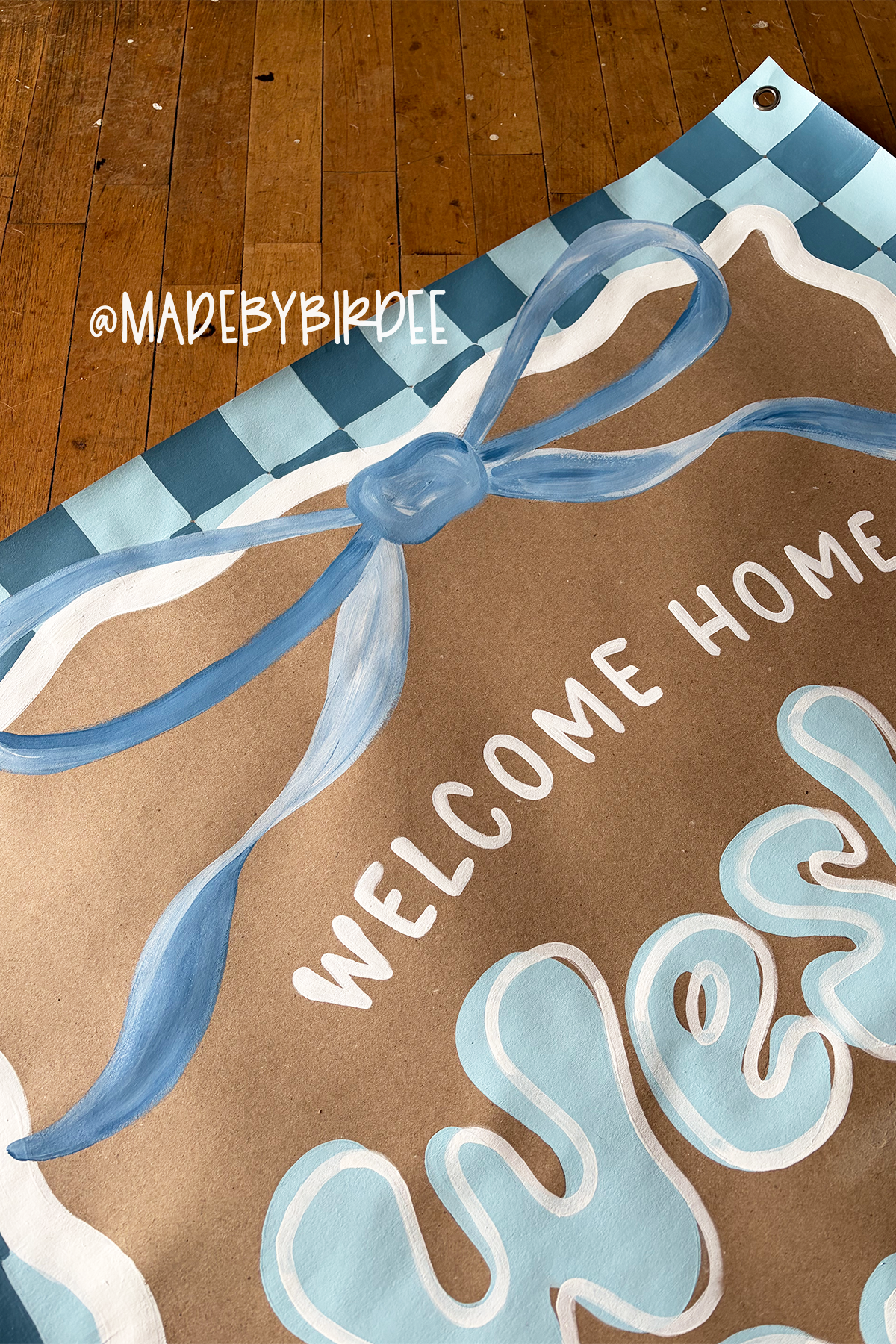 Checkered Welcome Baby Shower Banner