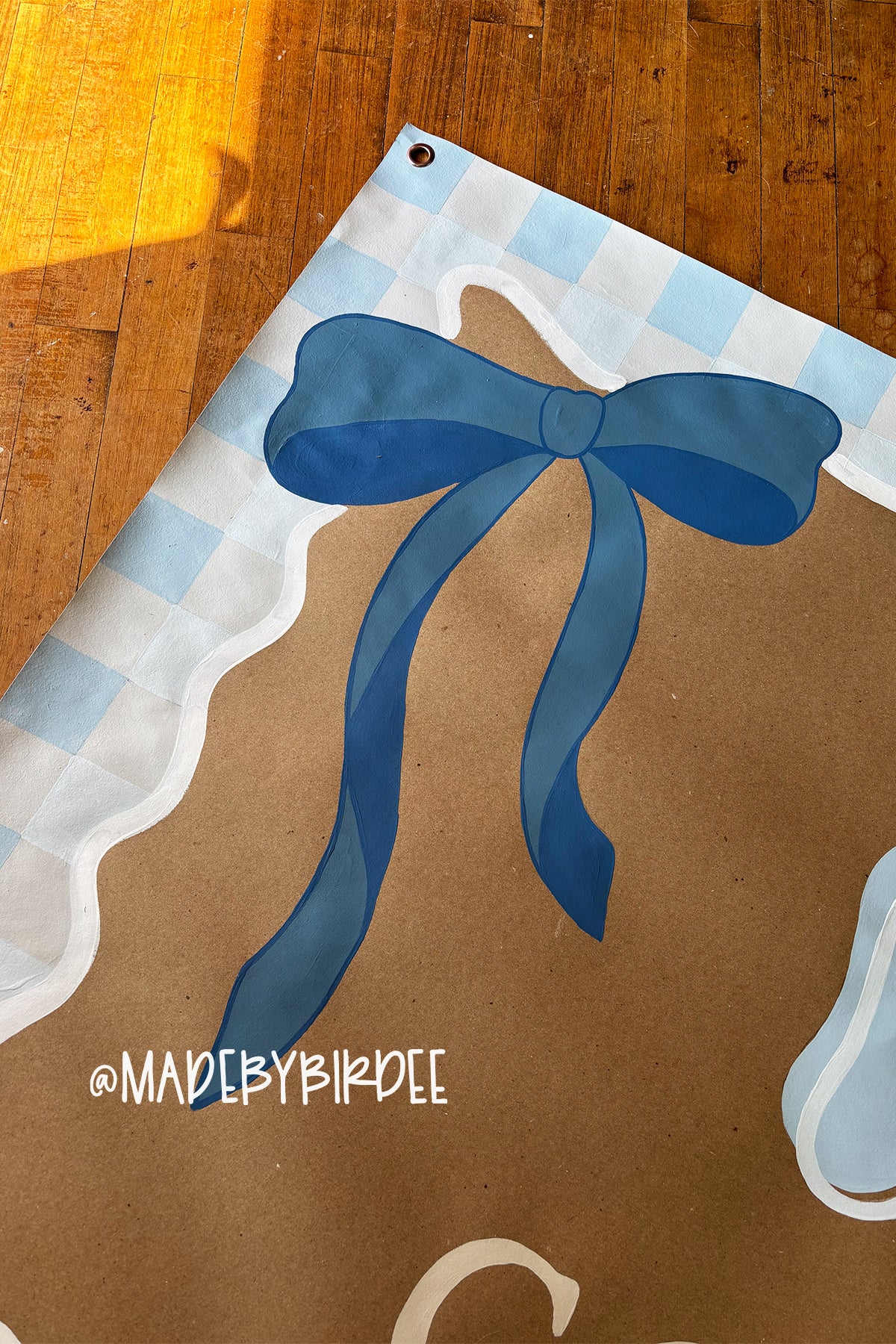 Blue Gingham Baby Shower Banner