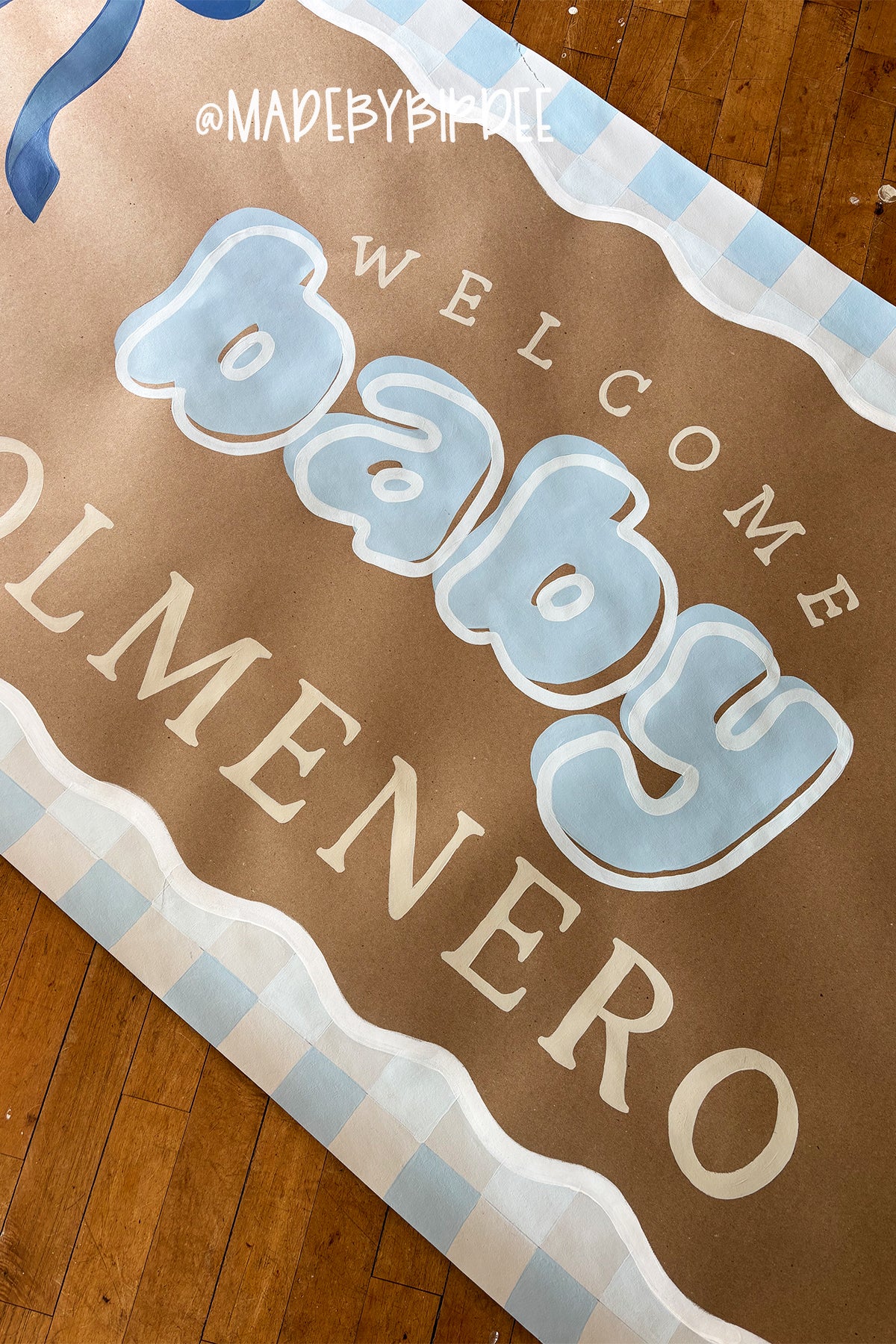 Blue Gingham Baby Shower Banner
