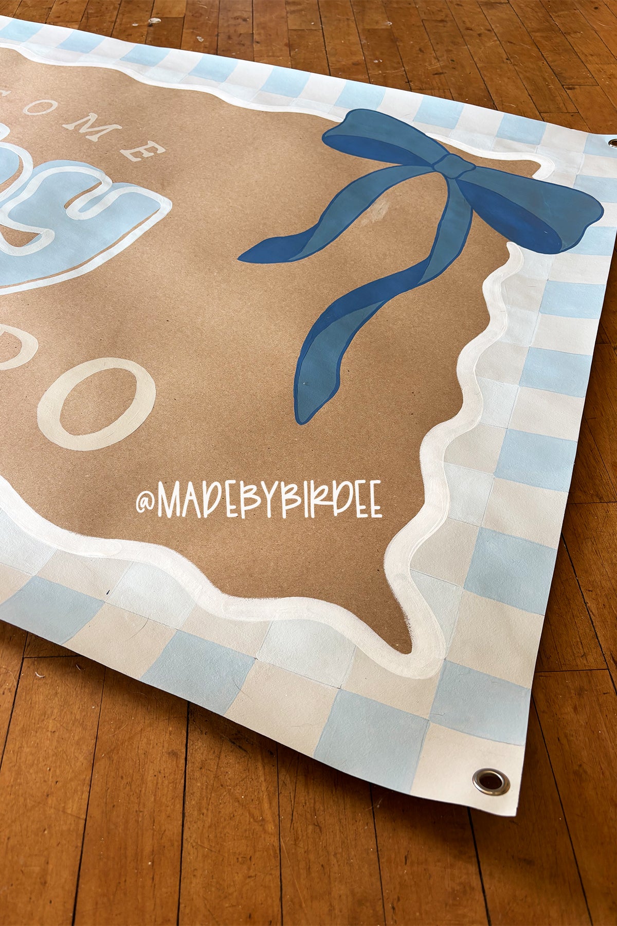 Blue Gingham Baby Shower Banner