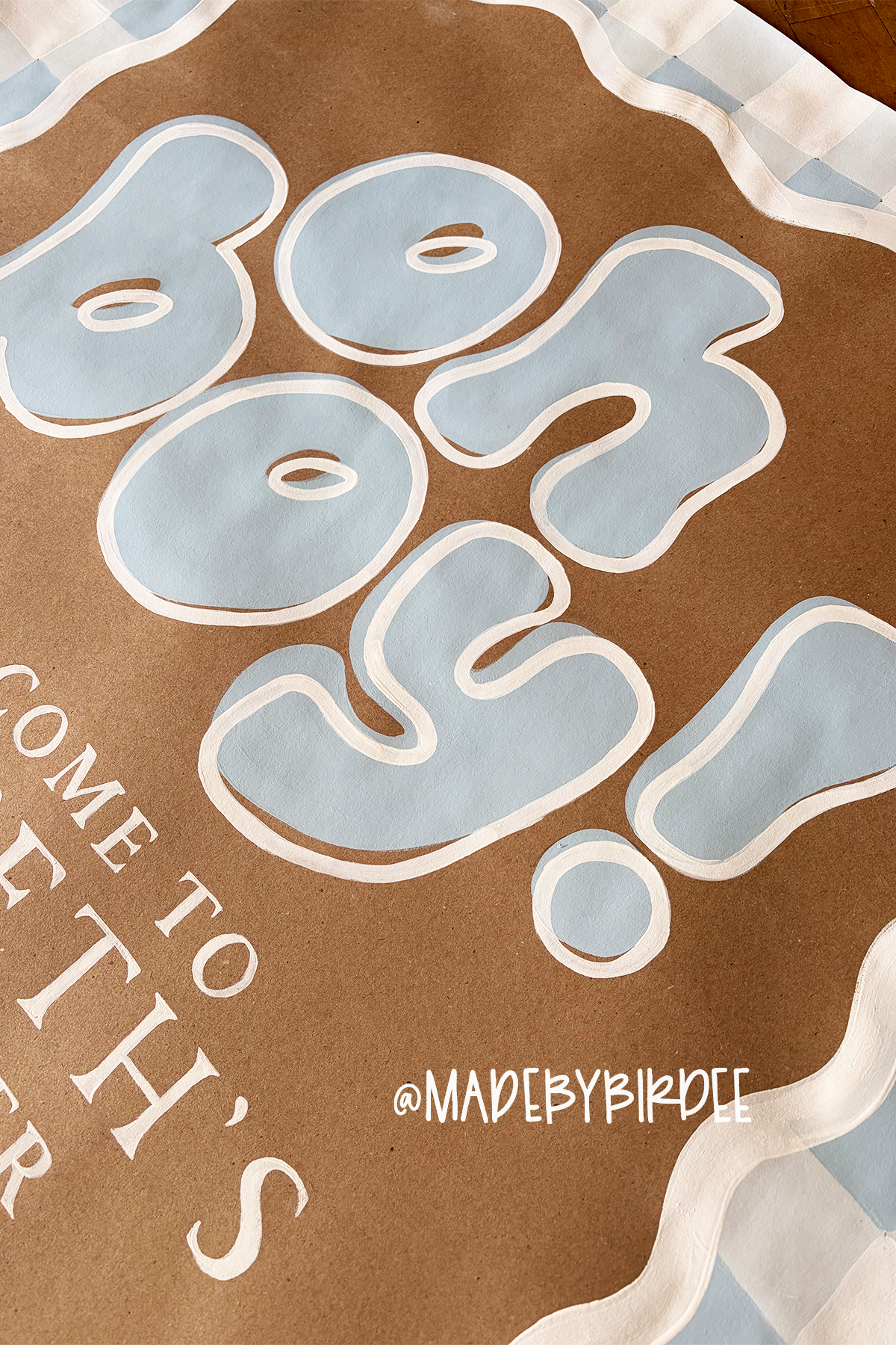 Oh Boy Blue Gingham Baby Shower Banner