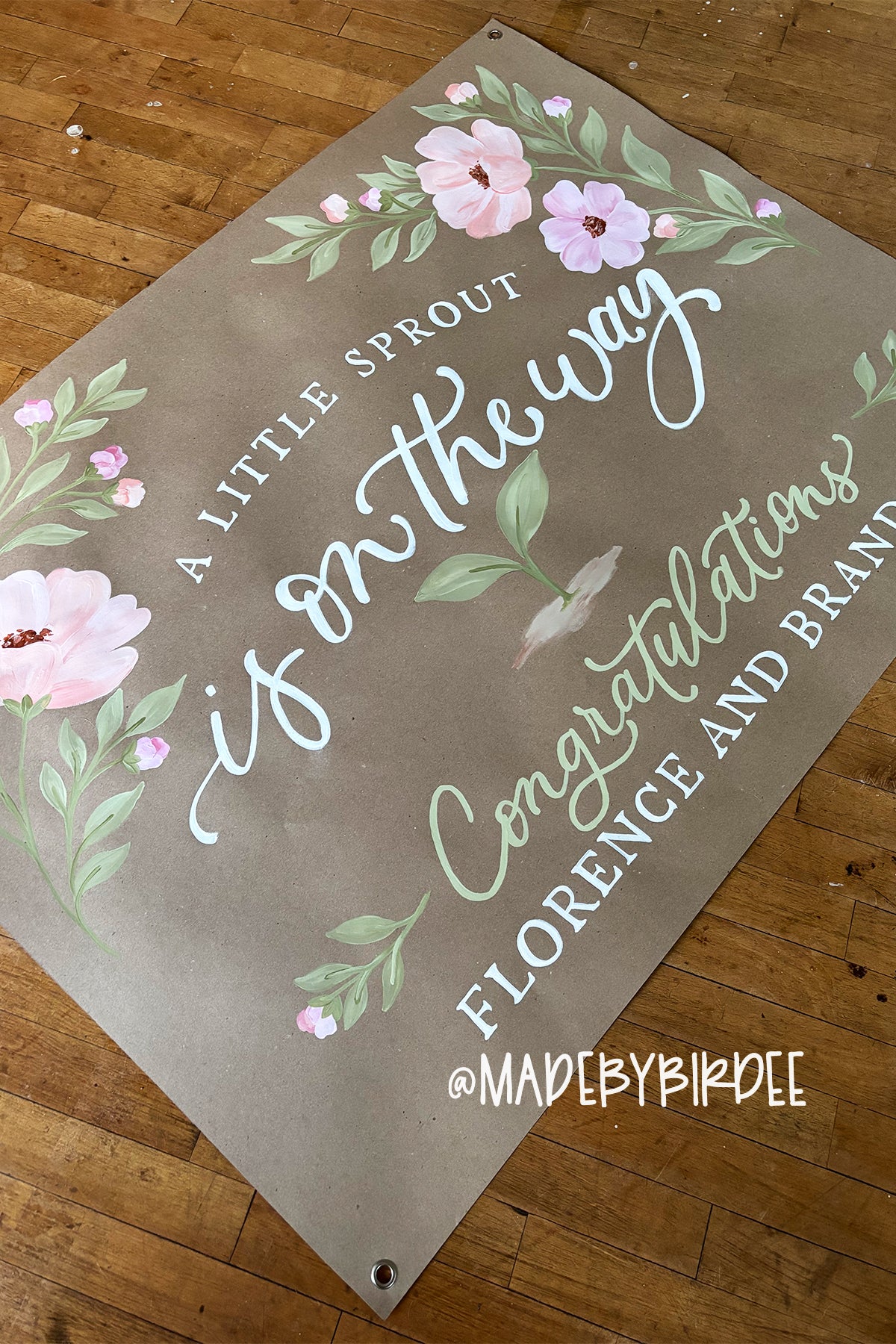 Little Sprout Floral Baby Shower Banner