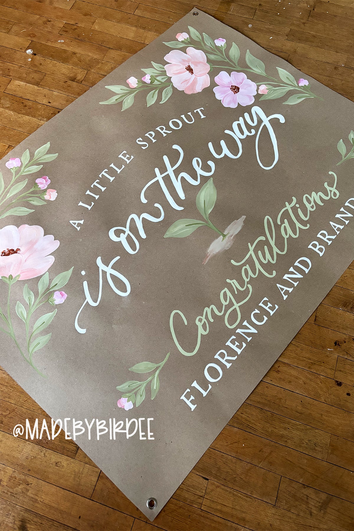 Little Sprout Floral Baby Shower Banner