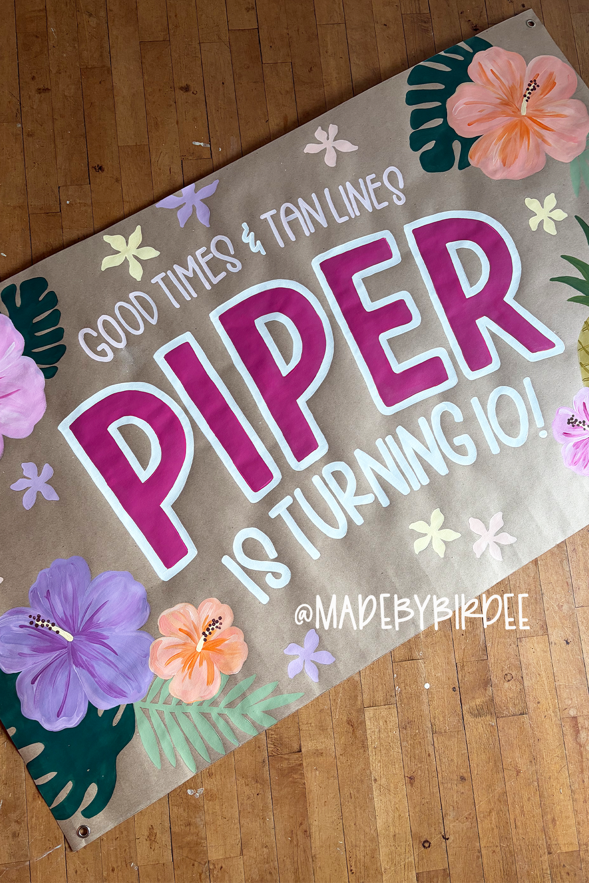 Aloha Tropical Floral Birthday Banner