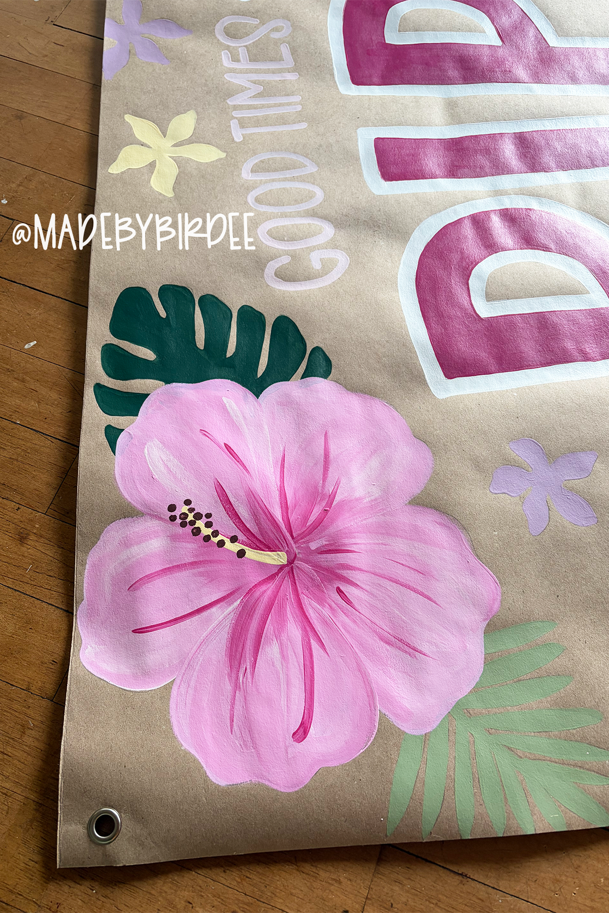Aloha Tropical Floral Birthday Banner
