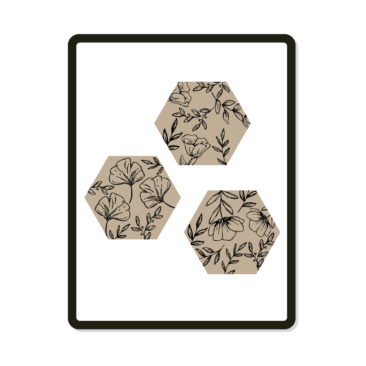Laurie | Hexagon | Floral Engraved Pattern