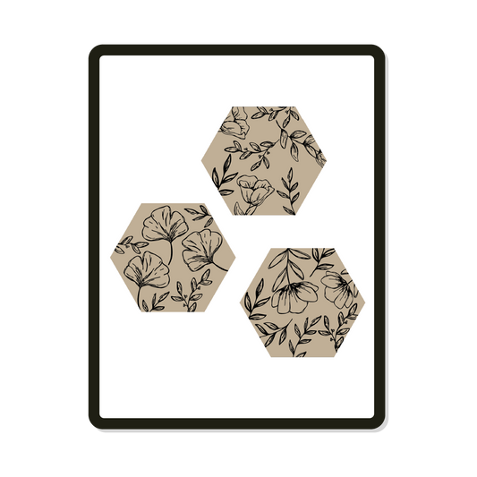 Laurie | Hexagon | Floral Engraved Pattern
