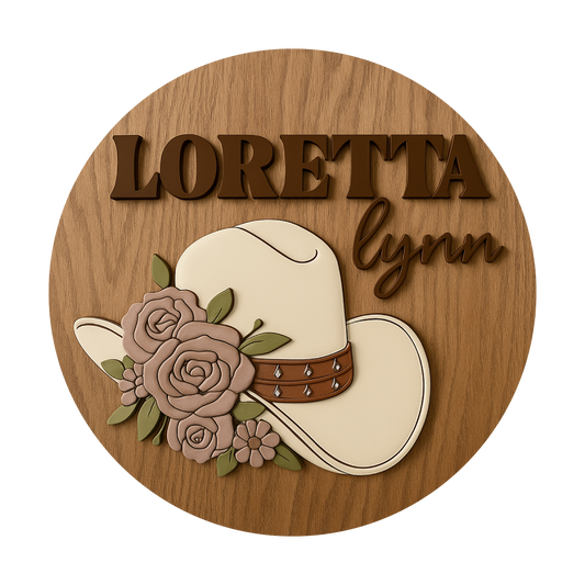 Loretta | Round | 3D Wood Sign