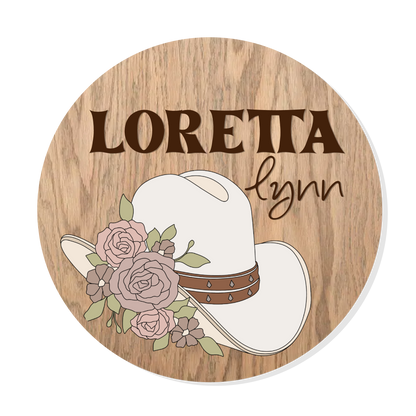 Loretta | Round | 3D Wood Sign