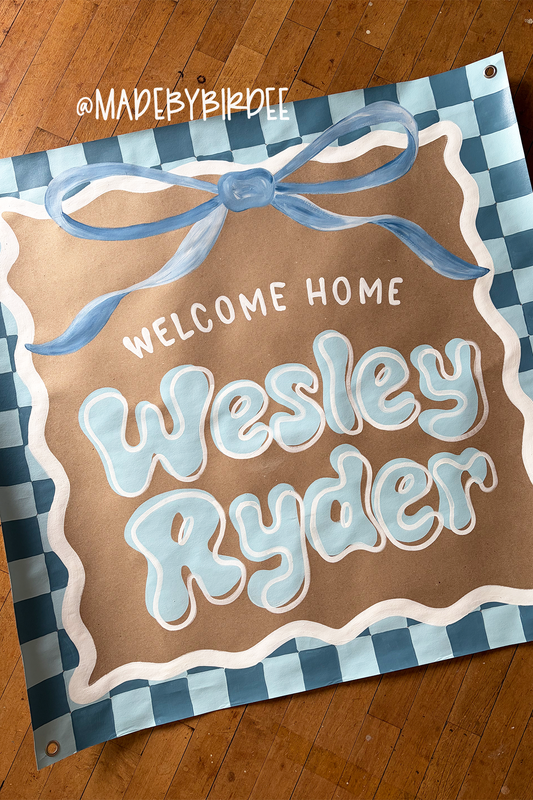 Checkered Welcome Baby Shower Banner