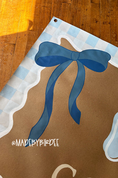 Blue Gingham Baby Shower Banner
