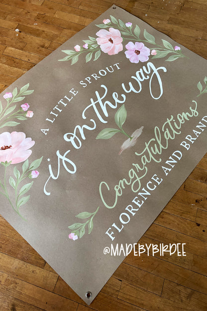Little Sprout Floral Baby Shower Banner