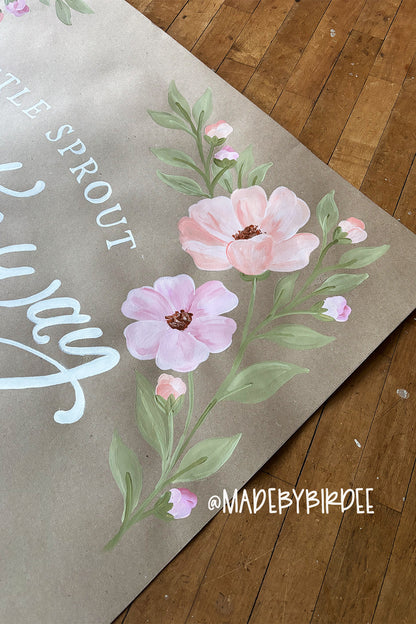 Little Sprout Floral Baby Shower Banner