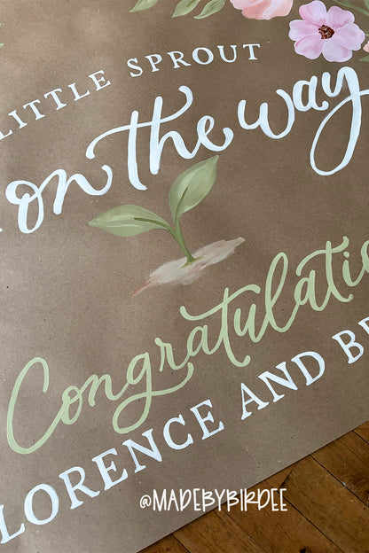 Little Sprout Floral Baby Shower Banner