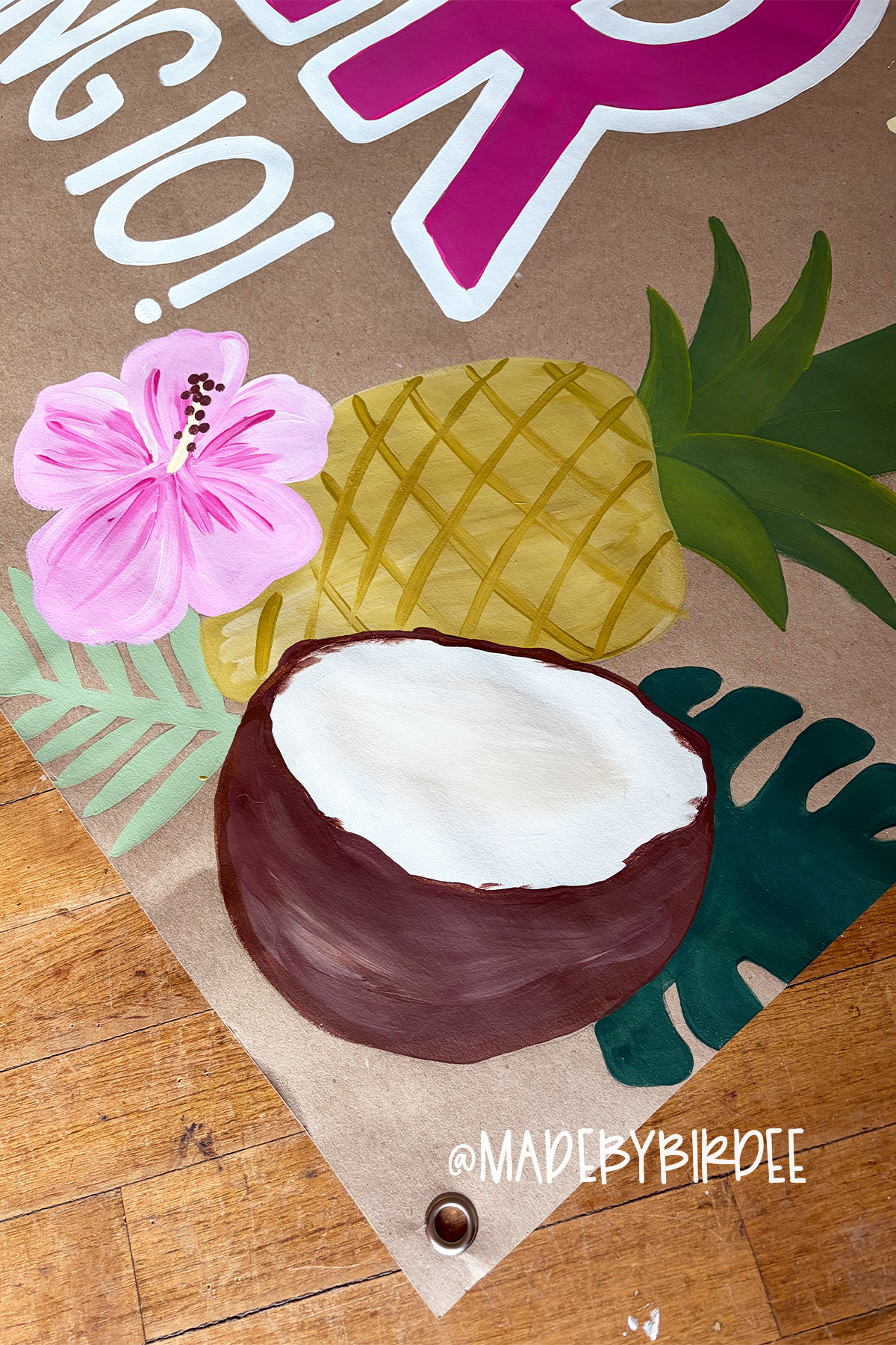 Aloha Tropical Floral Birthday Banner