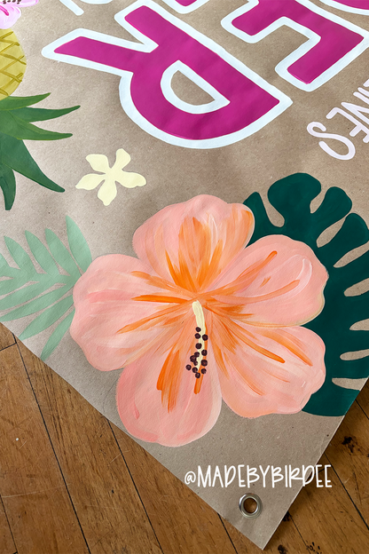 Aloha Tropical Floral Birthday Banner