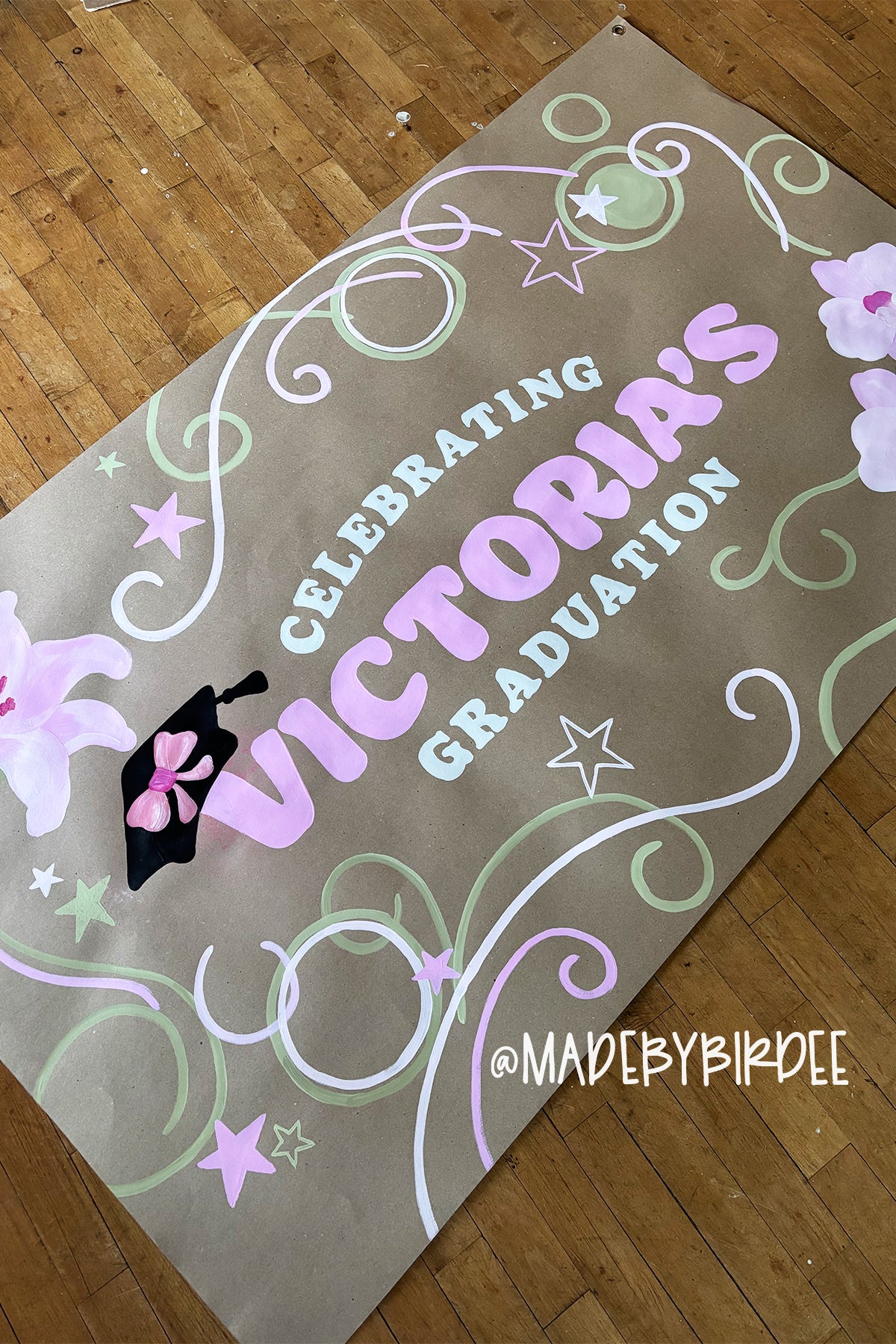 Y2K Tropical Floral Graduation Banner