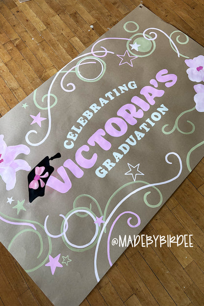 Y2K Tropical Floral Graduation Banner