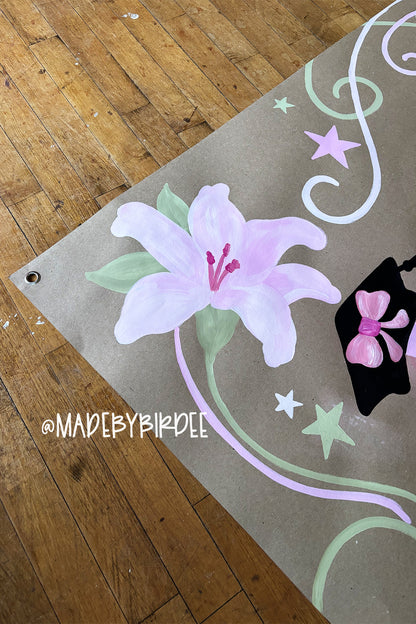 Y2K Tropical Floral Graduation Banner