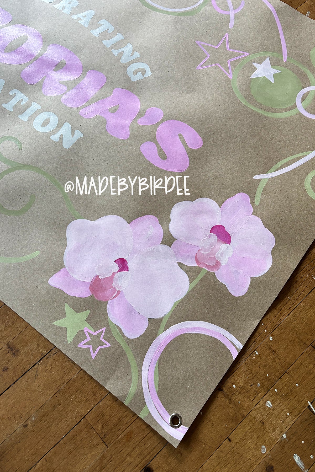Y2K Tropical Floral Graduation Banner