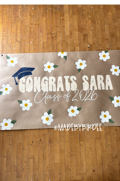Simple Daisy Graduation Banner