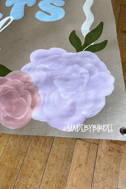 Peony Floral Graduation Banner