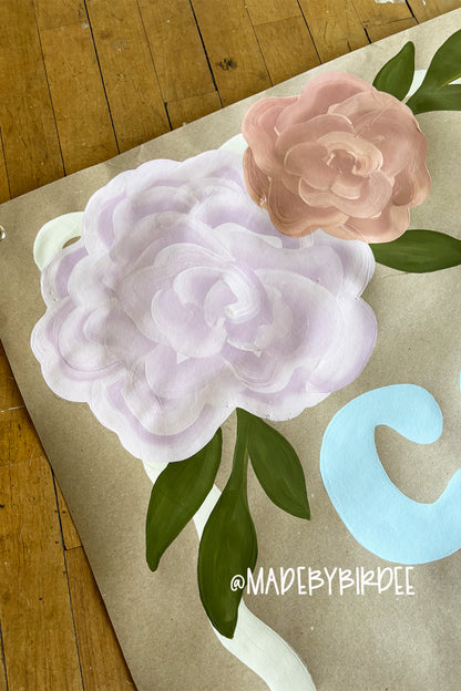 Peony Floral Graduation Banner