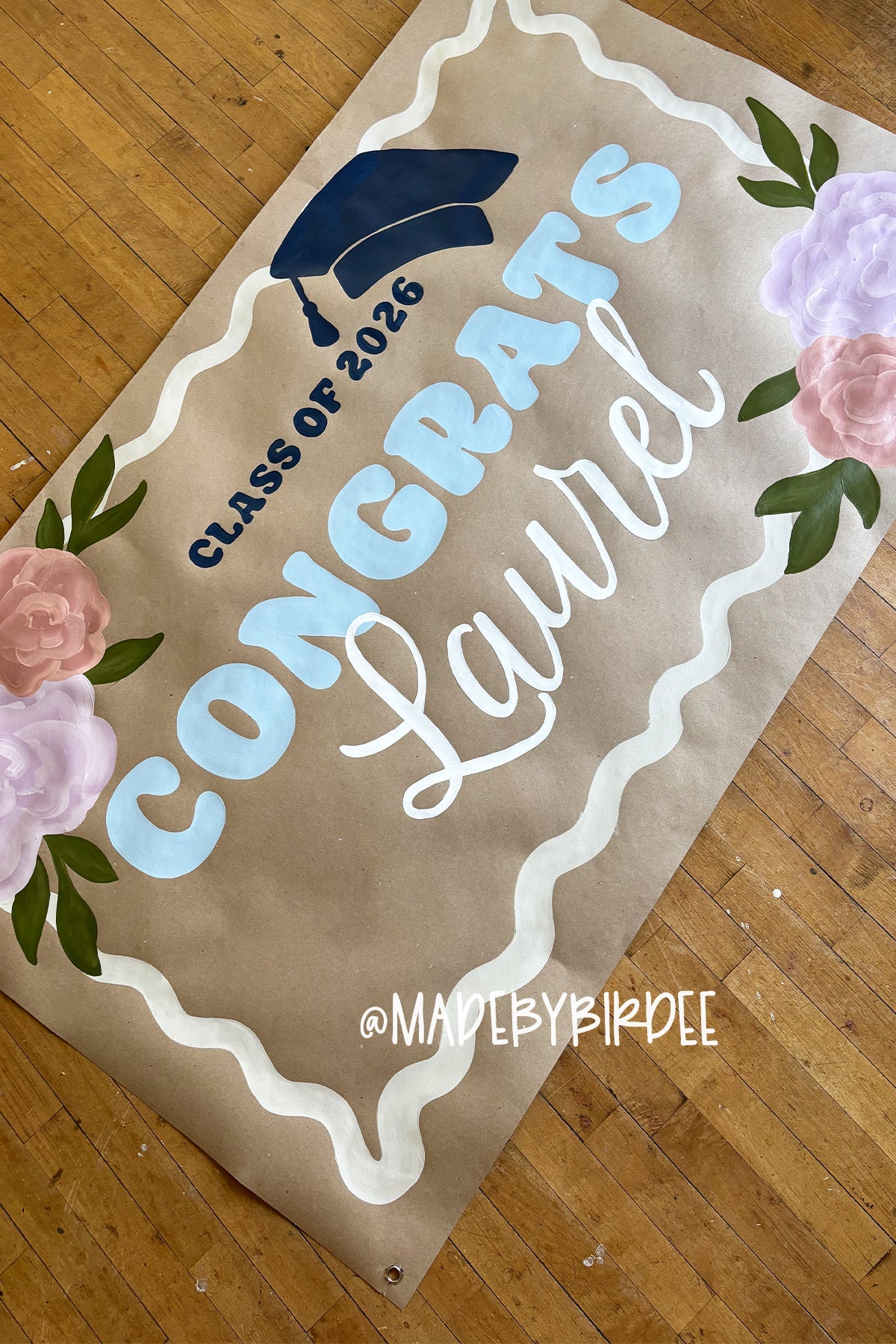 Peony Floral Graduation Banner