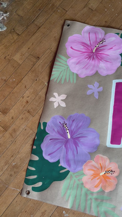 Aloha Tropical Floral Birthday Banner
