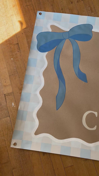 Blue Gingham Baby Shower Banner