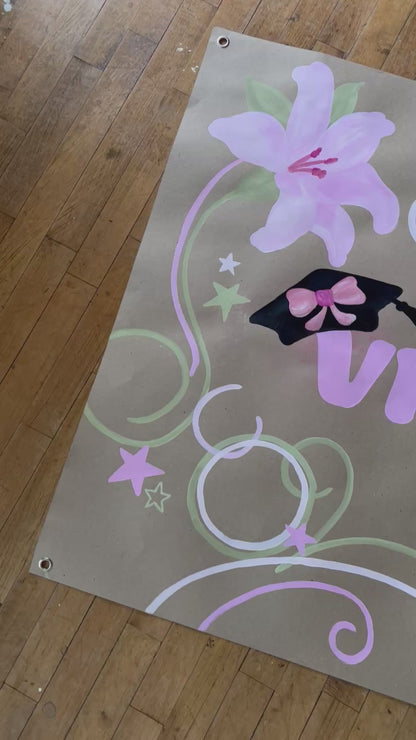 Y2K Tropical Floral Graduation Banner